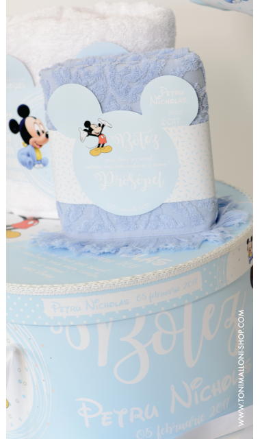 Trusou botez cu Mickey Mouse broderie customizata Mickey Baby Blue 2